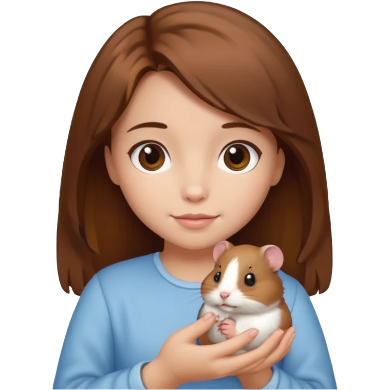 A pretty brown hair  girl holding a hamster emoji