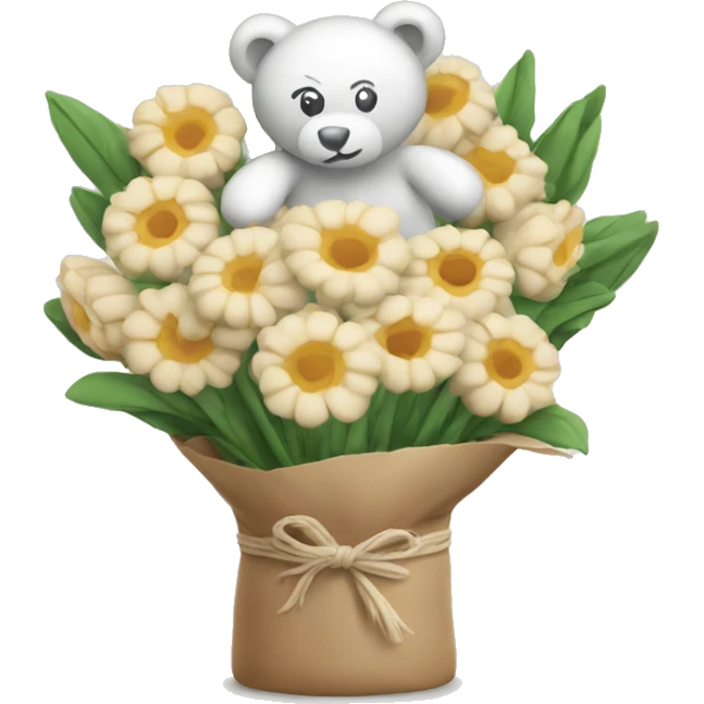 Bouquet of flour with teddy bear emoji