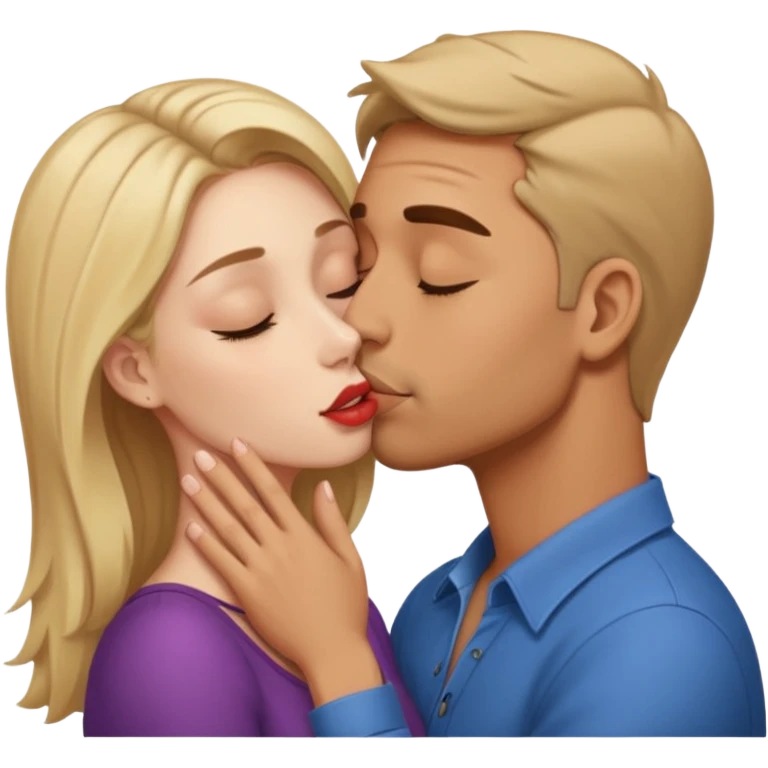 Completely nude man kissing completely nude woman with her eyes closed emoji