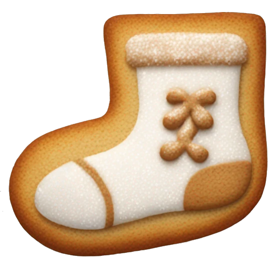 frosted gingerbread cookie shaped like a sock emoji