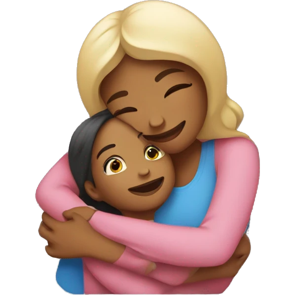 Mom and daughter are hugging emoji