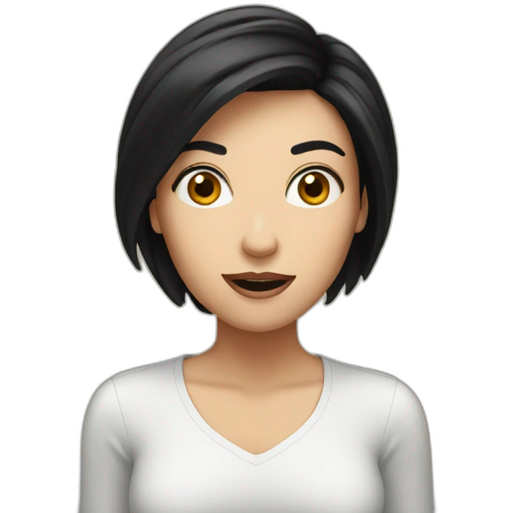 white woman black hair surprised emoji
