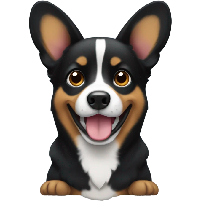 Black corgi with one floppy ear emoji
