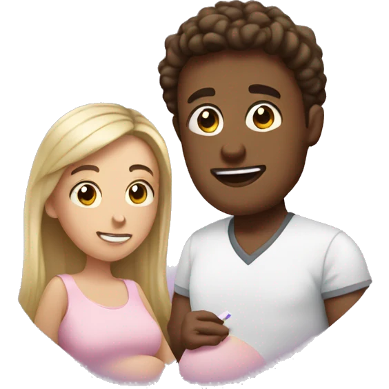 couple looking at pregnancy test emoji