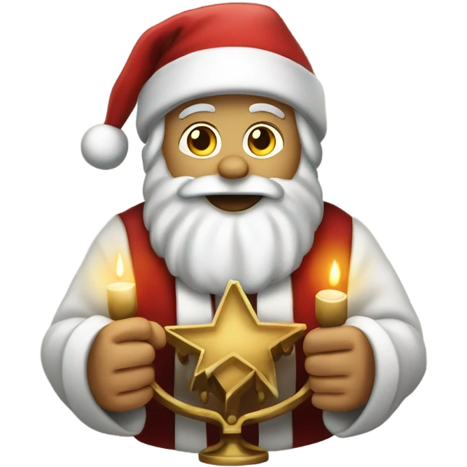 Santa holding menorah  emoji