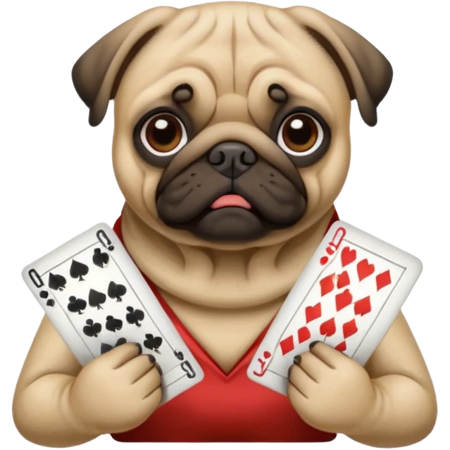 Pug playing cards emoji