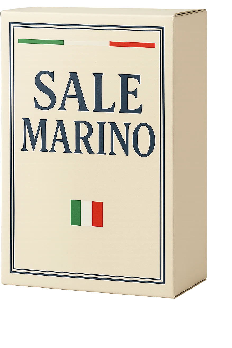Sale Marino, scatola in italiano emoji