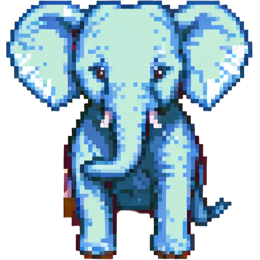 Cocofanto elephanto, pixel art style, standing pose, simple background, pastel palette emoji