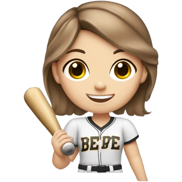 white girl  brown hair little girl playing softball  emoji