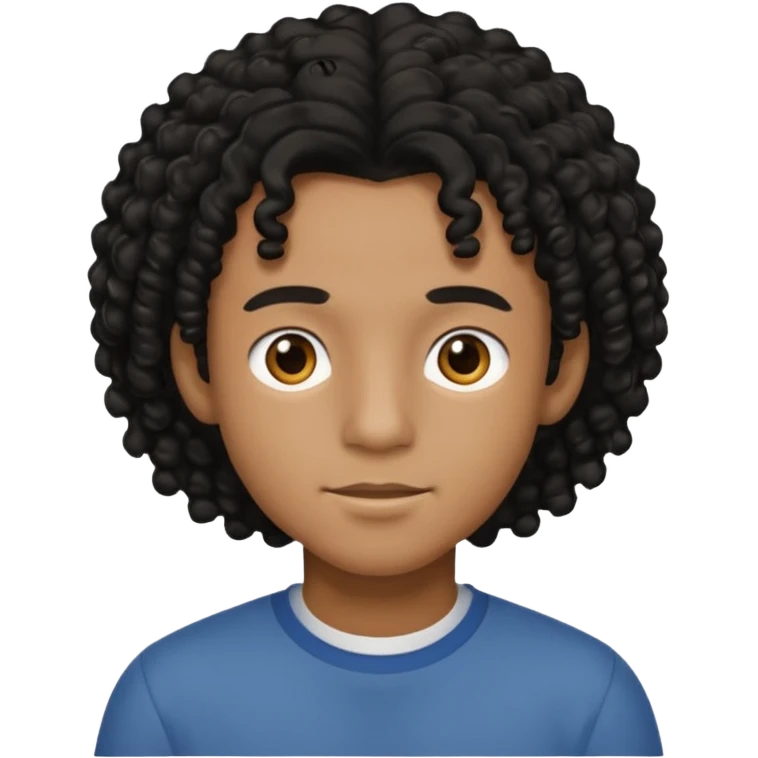 black boy with slightly long, curly black hair  emoji