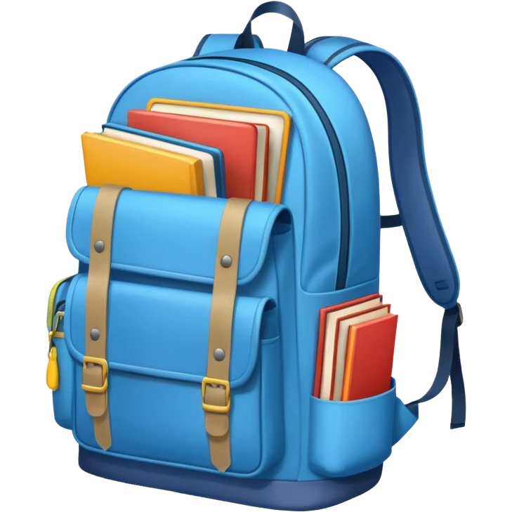 Open School backpack with a broken strap and books inside emoji