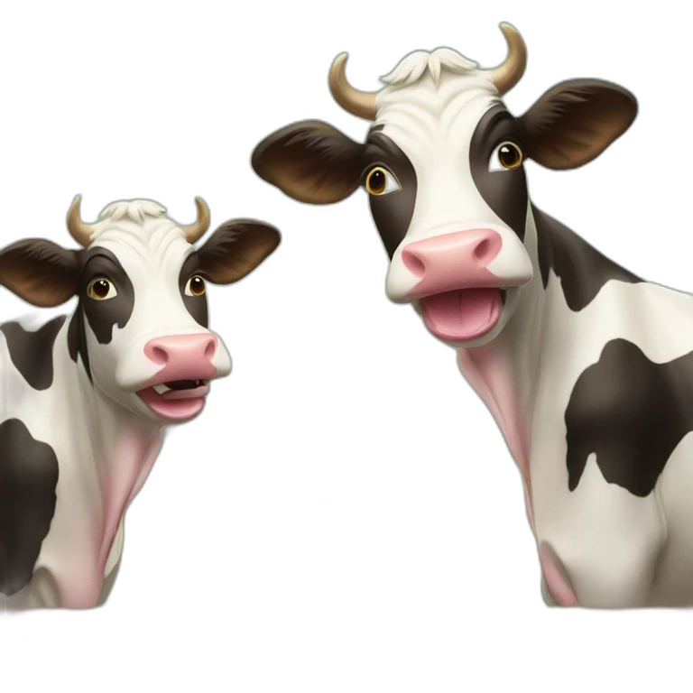 Three smiley cows drinking wine emoji
