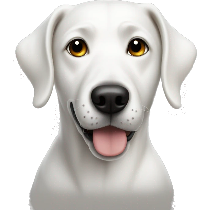 white dog with black spot on his eye  emoji