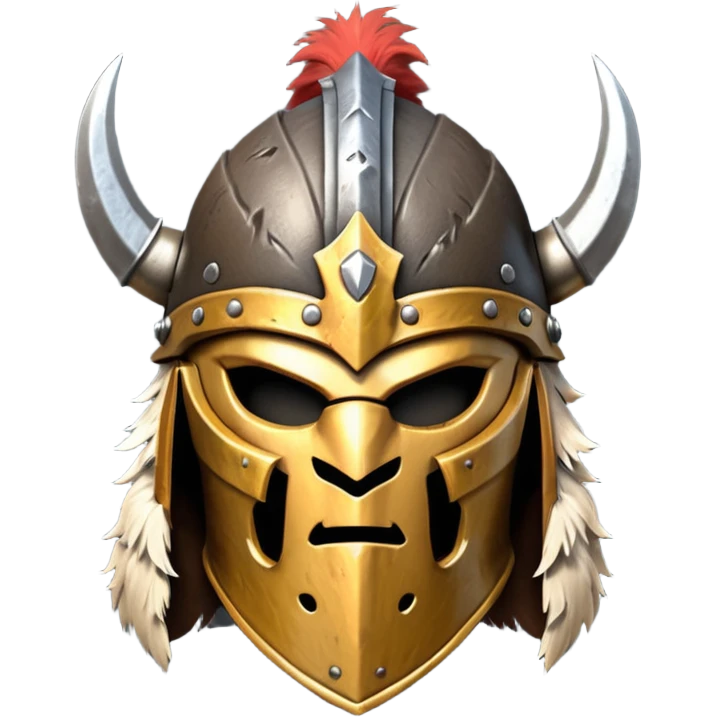 barbarian helmet object icon, rough metal helmet, fur details, leather straps, battle-worn scratches, fantasy style, 3D cartoon, mobile game icon style, centered, clean background, soft shadow, no text, no watermark

 emoji