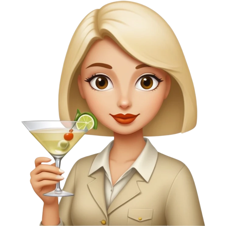 Silly goose girl with martini emoji