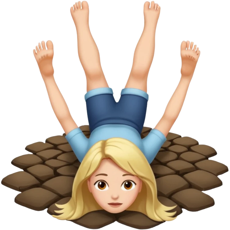 a foot on a girl's head on the ground emoji