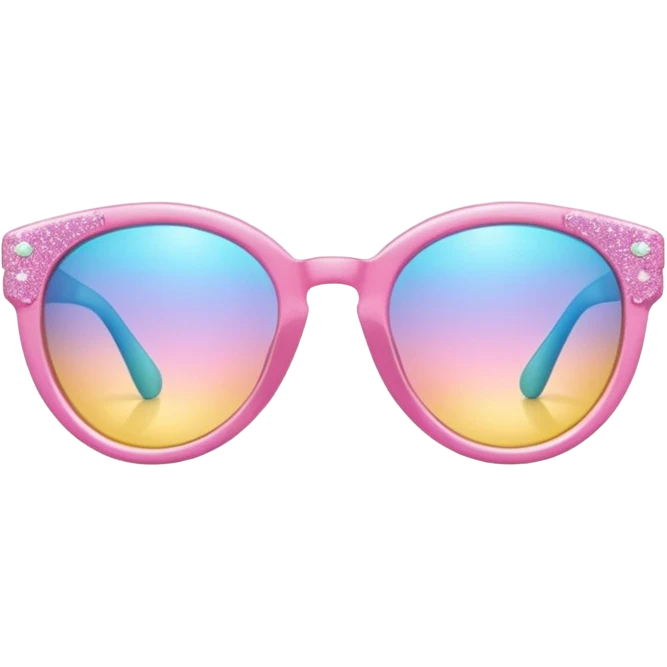 A colorful pair of fancy stylish glam fashionable shiny glossy smooth soft sparkly glittery sunny Pastel sunglasses (aesthetic, loose object, apparel), seen from the side, 3/4 angle emoji