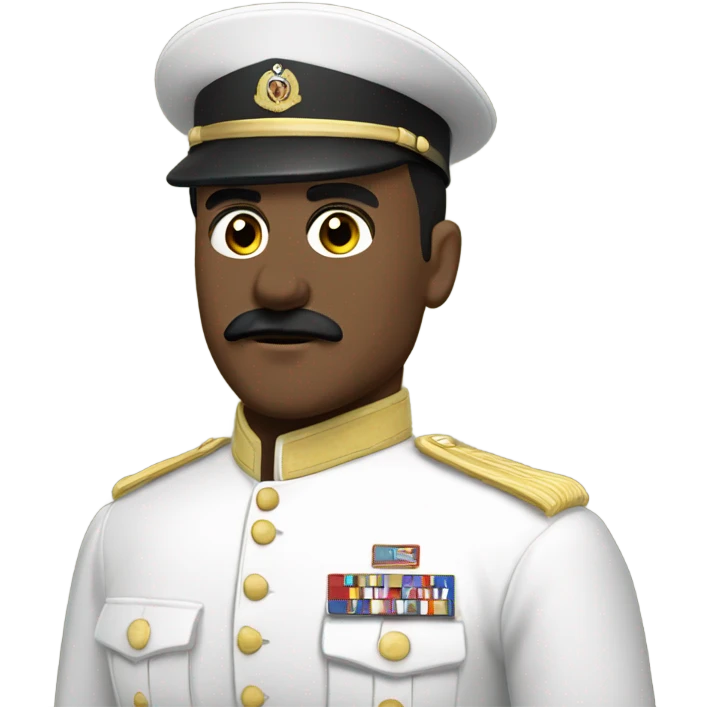 white general wearing black army uniform with black hair swiped to the side and a short black mustache  emoji
