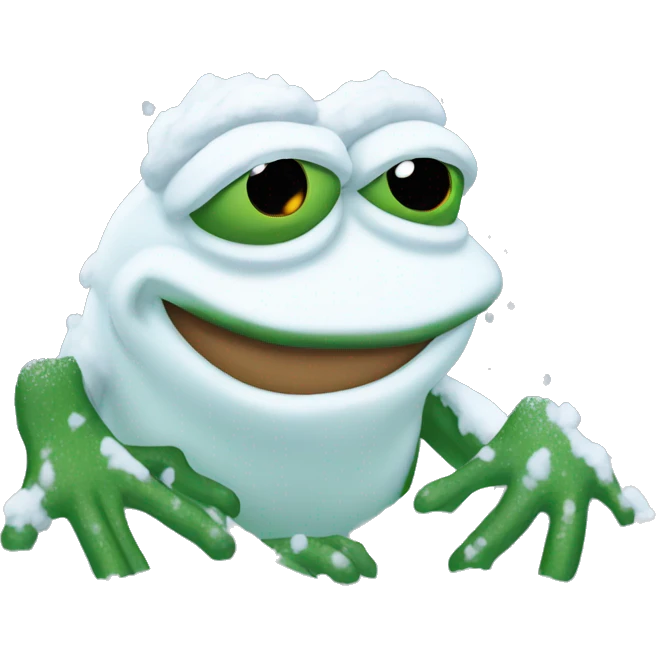 pepe the frog covered in snow emoji