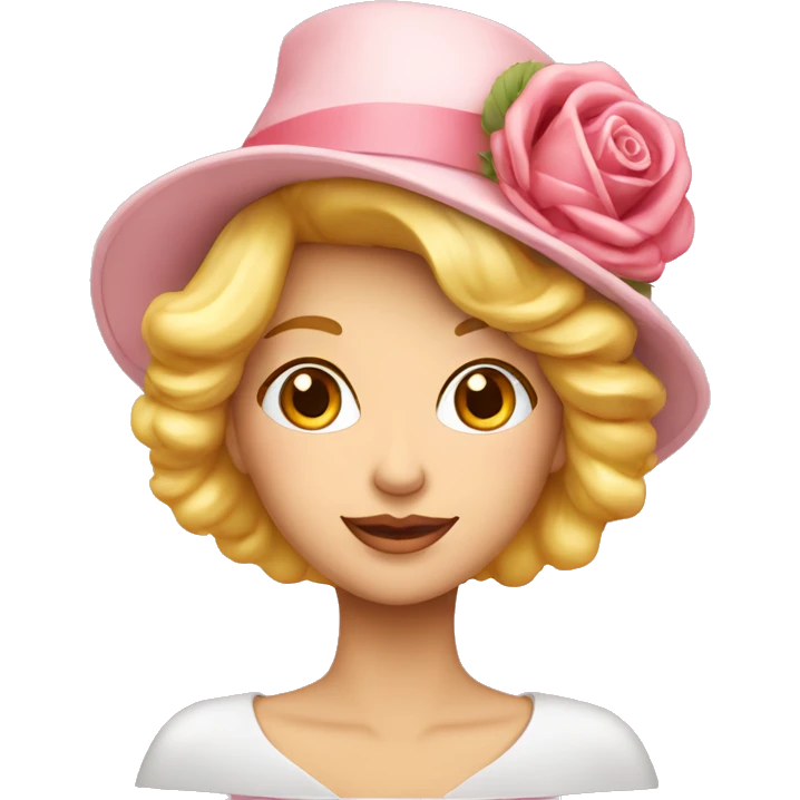 dame blonde avec un bonnet rose qui réfléchot  emoji