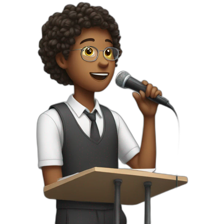 Teenager giving a speech emoji
