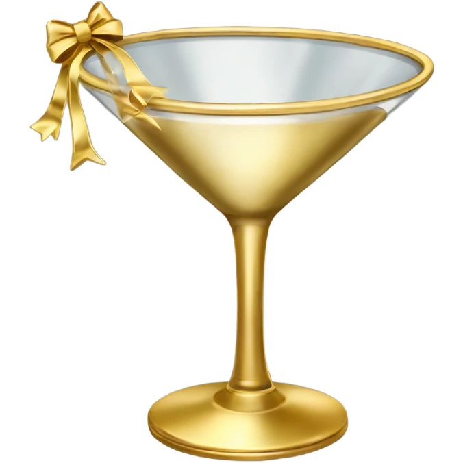 gold rimmed martini glass with tiny gold bows emoji