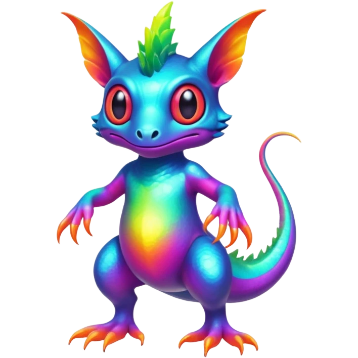 An exotic neon colorful unique bizarre eccentric Fakémon-creature (full body) emoji
