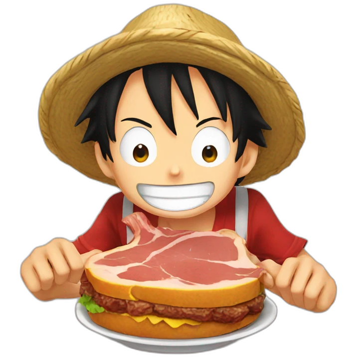 luffy eat a meat emoji