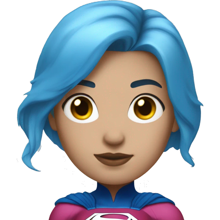 Supergirl with blue hair, white skin and piercing in nose emoji