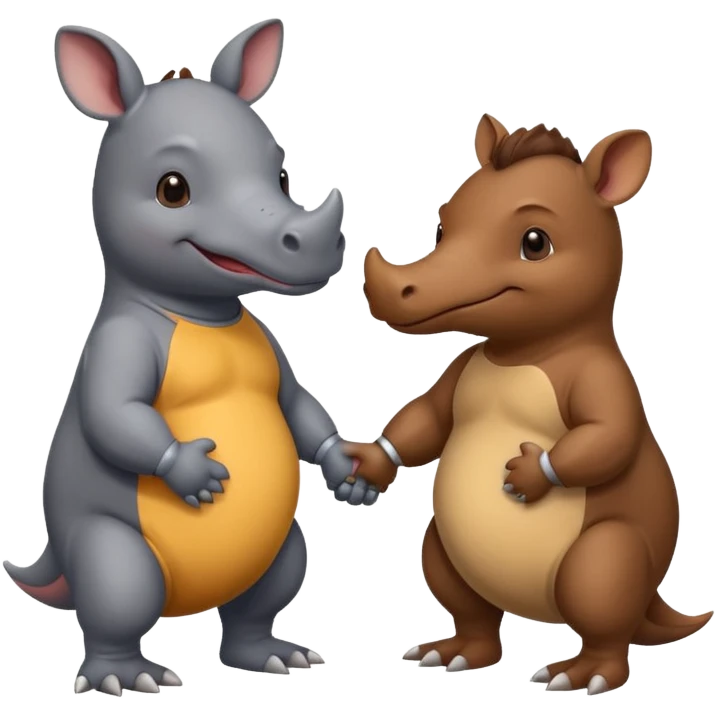 a rhino holding hands with a platypus  emoji