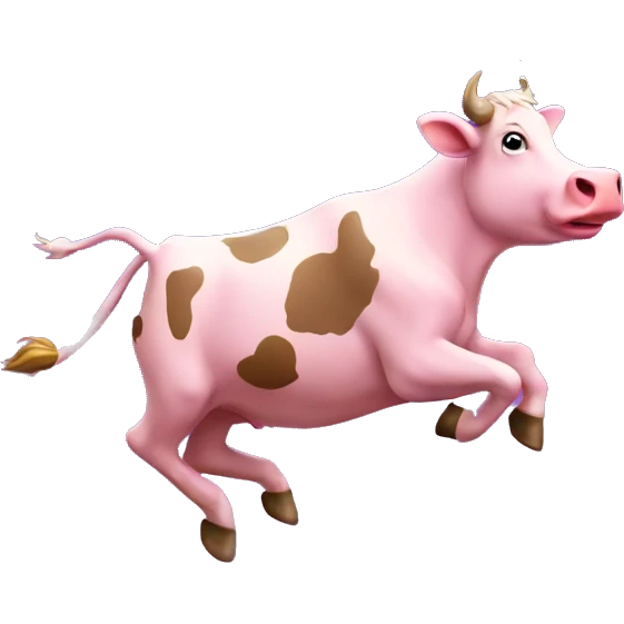 pink cow jumping over full moon emoji