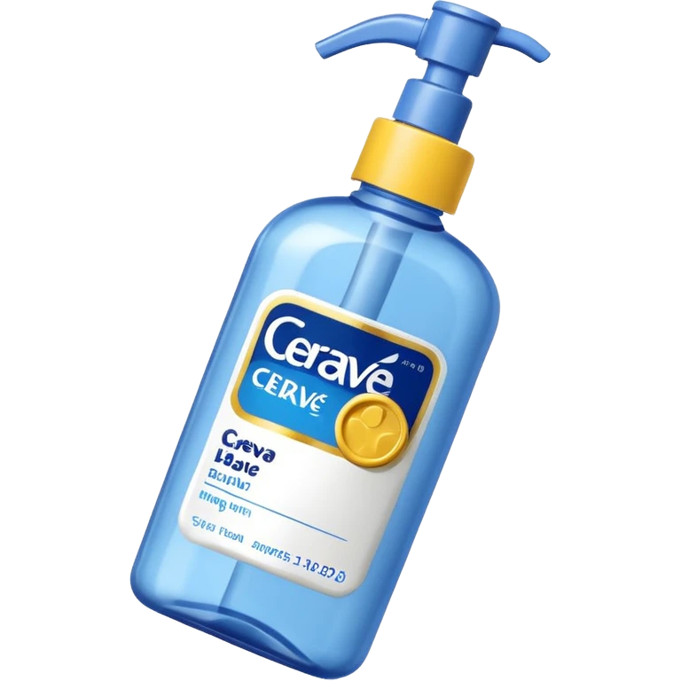 White CeraVe bottle with blue label and yellow “AM” badge, topped with a pump. Surrounded by protecting radiant sun sparkles, soft UV-deflecting light rings, and a blue protective glow. Feels like a daytime skin shield potion in a sleek, glossy bottle. emoji