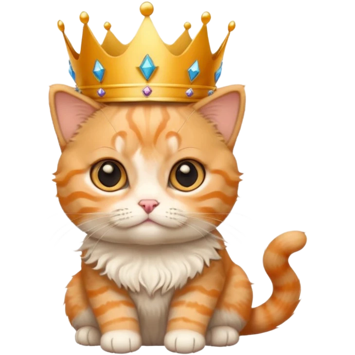 Orange Scottish-fold ears kitten with crown queen  emoji