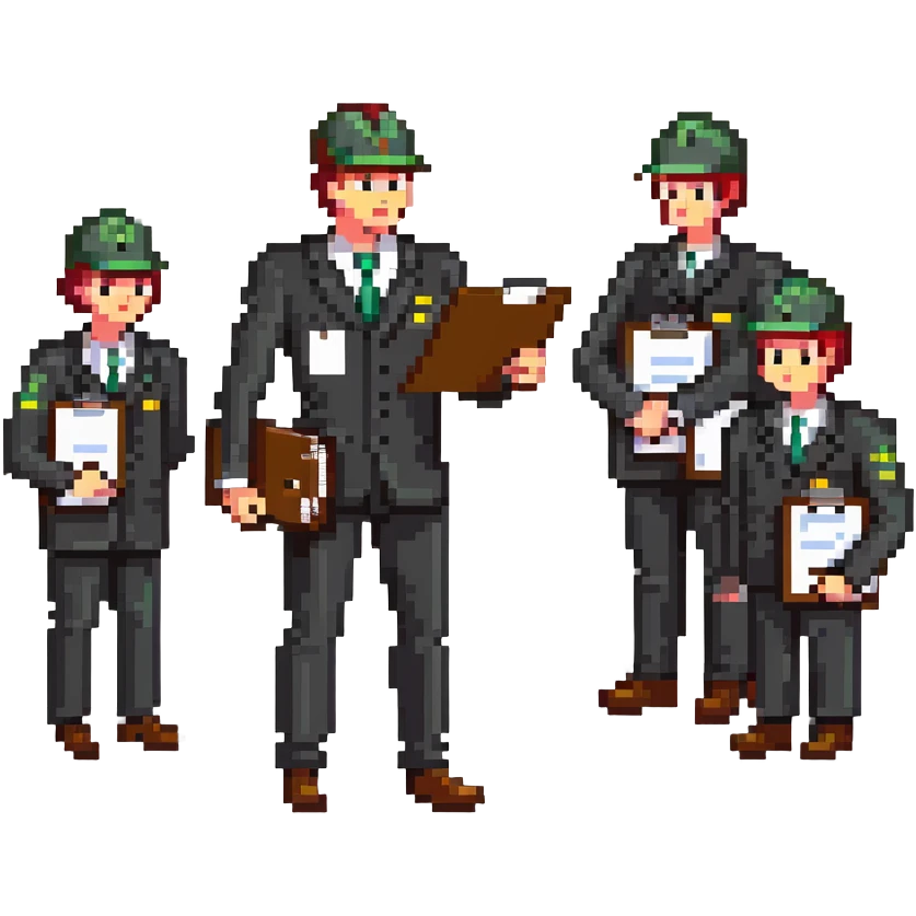 Boss employer with clipboard supervising workers emoji