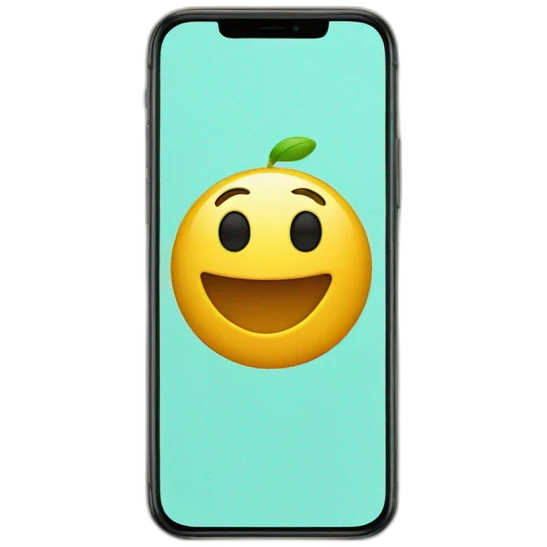 iphone 14 pro phone mockup with default wallpaper emoji