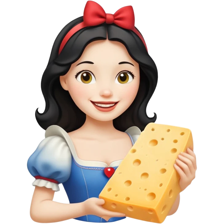 Happy Snow White with cheese emoji
