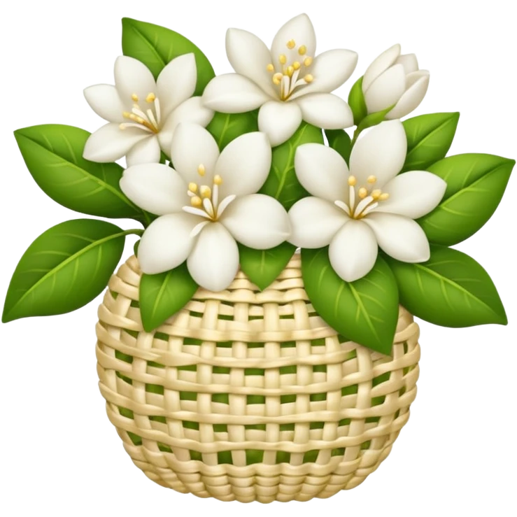 gajra with jasmine flowers and a hint of gold thread, elegant, apple emoji style emoji