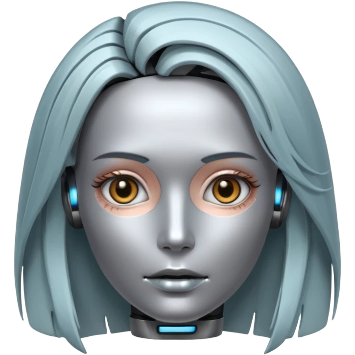 female different hair color metalic robot face emoji