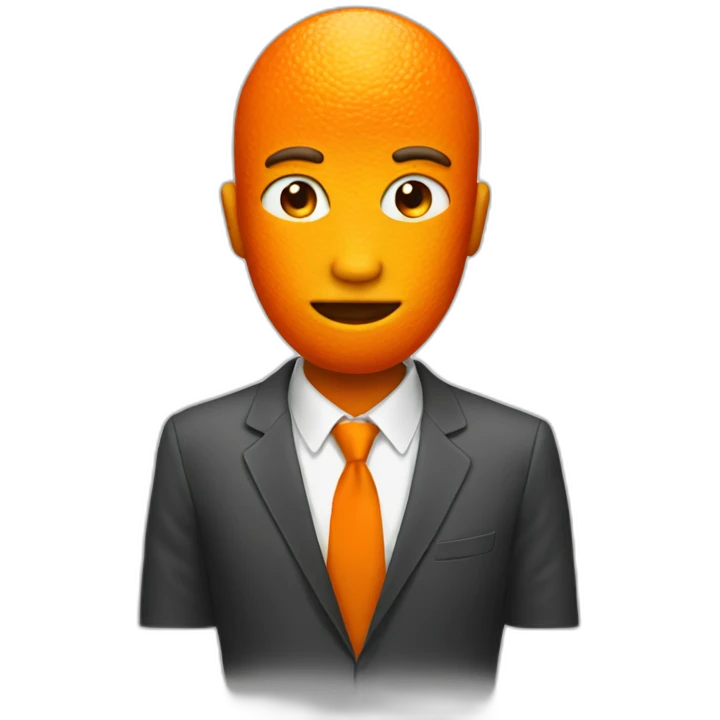 men with orange fruit head emoji