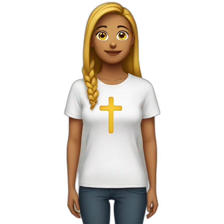 Woman with a cross t-shirt emoji