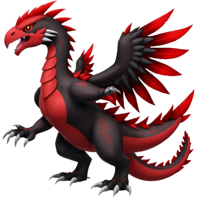 Darkrai-Groudon-Yveltal-Fakémon hybrid creature, full body, more Yveltal features emoji