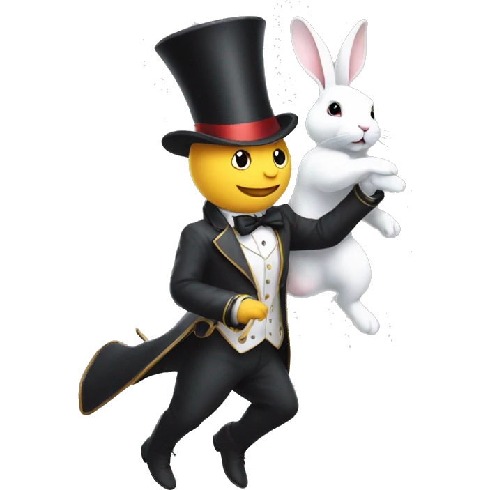 magician pulling a white rabbit out of a tophat emoji