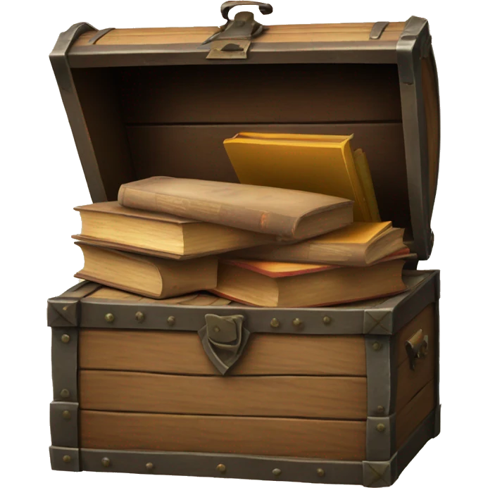 open vintage chest with old books inside  emoji