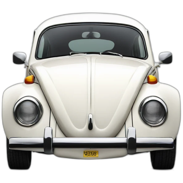 VW beetle Herbie color blanco vista frontal emoji