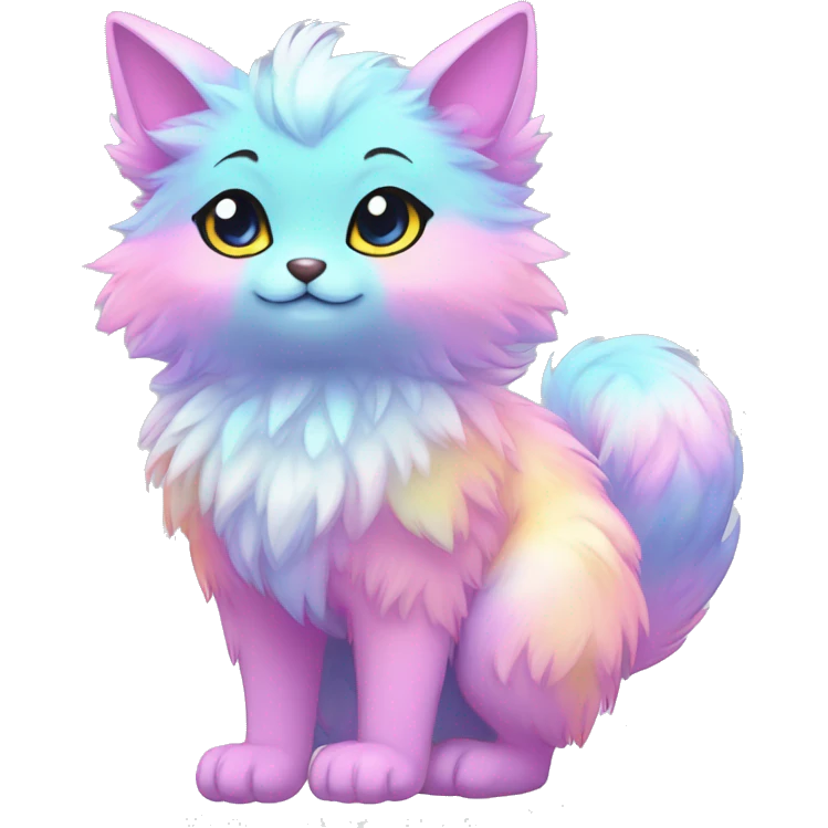Shiny Sparkly Colorful Pastel Fluffy beautiful fantasy Kawaii Ethereal Anthro Sona Fakemon-animal Full Body emoji