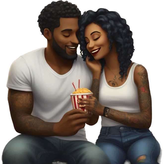 Romantic carnival date for beautiful tattooed couple emoji