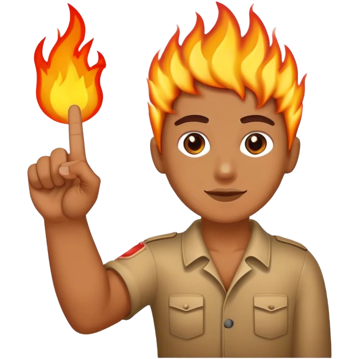 hand numebr 3 sign with fire and person emoji