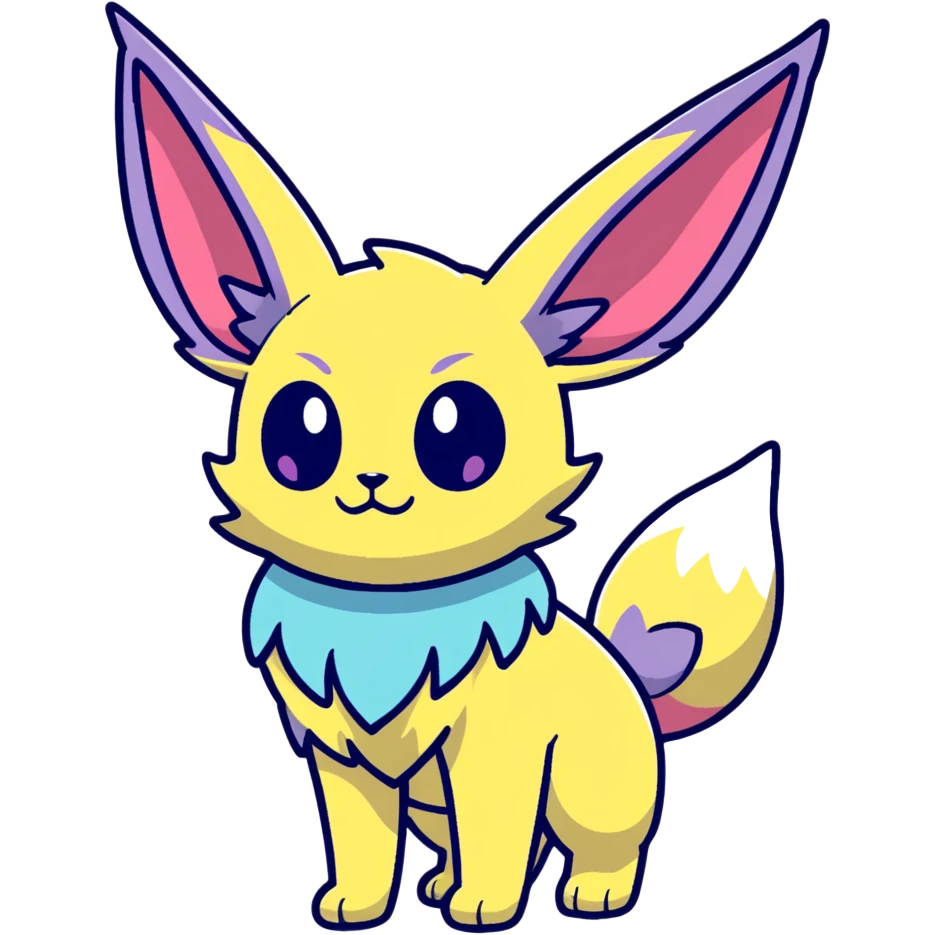 Colorful fantasy Fakémon-Eeveelution-Creature (full body)  emoji