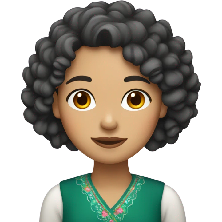 Mexican Chinese woman curly hair emoji
