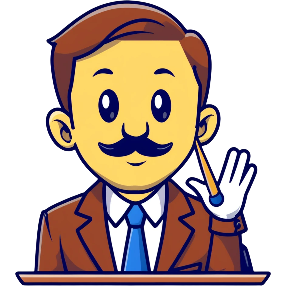 cartoon sticker of a news anchor with a long Pinocchio nose symbolizing fake news emoji